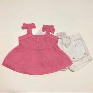 Janie and Jack bow pintuck top with shorts